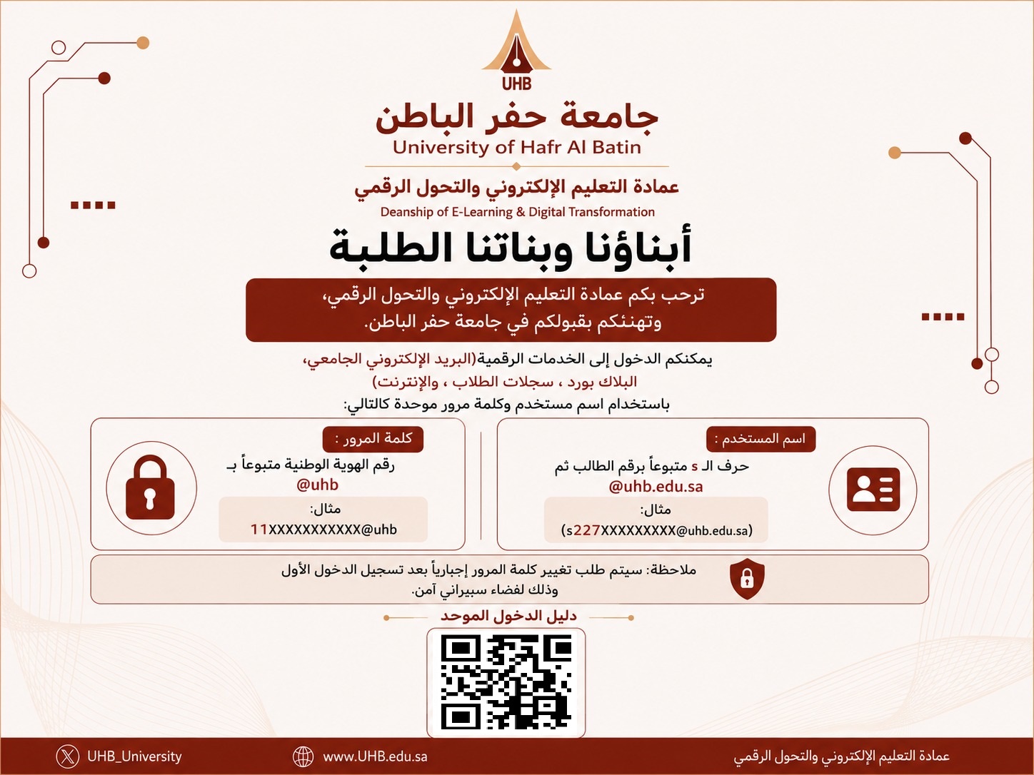 الدليل الإرشادي للطلبه المقبولين في جامعة حفر الباطن للعام الهجري ١٤٤٨ هـ